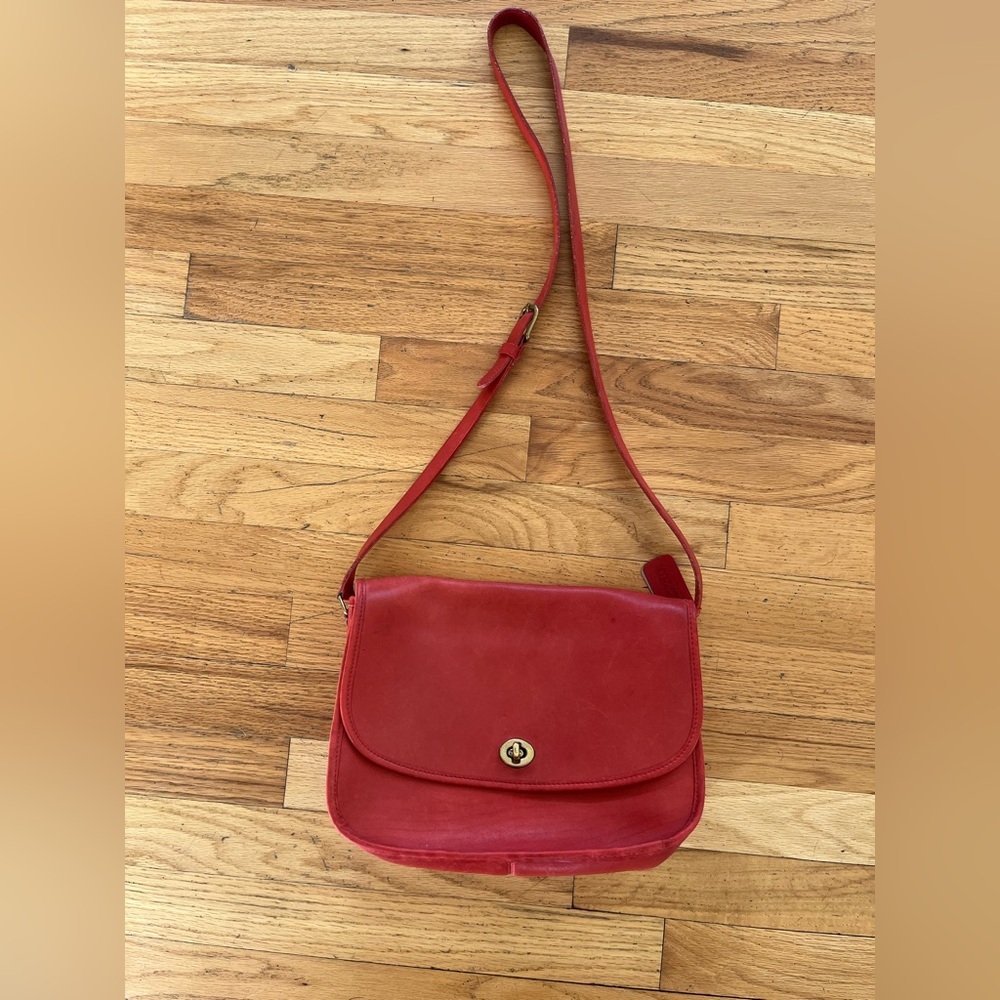 Vintage Coach USA Made Red/Pink Crossbody Bag